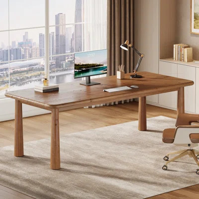 63-inch Solid Wood Executive Desk, Large Office Desk With Sturdy Legs | Wayfair North America