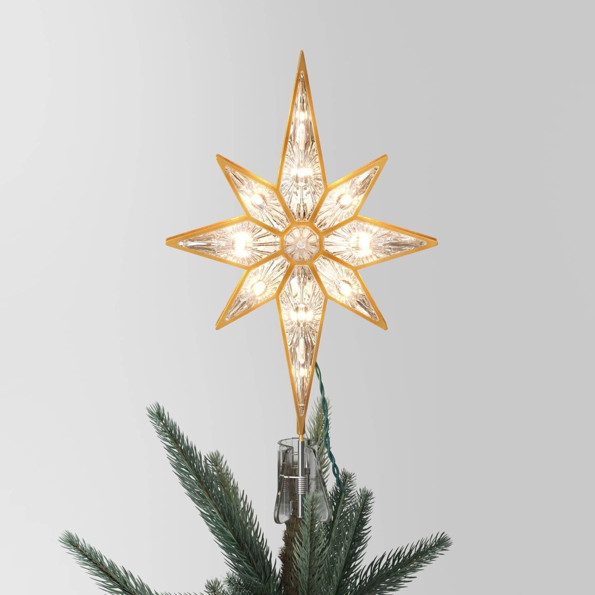 13" Pre-lit Plastic 8-Point Star Christmas Tree Topper Gold - Wondershop™ | Target