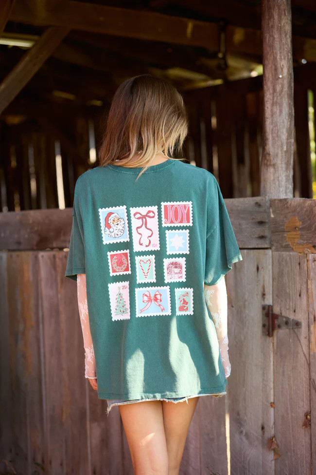 Dear Santa Dark Green Oversized Graphic Tee SALE | Pink Lily