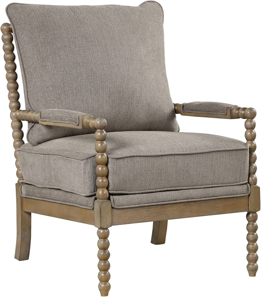 Best Master Furniture Hanako Transitional Accent Chair with Cushioned Wooden Arms, Taupe and Natu... | Amazon (US)