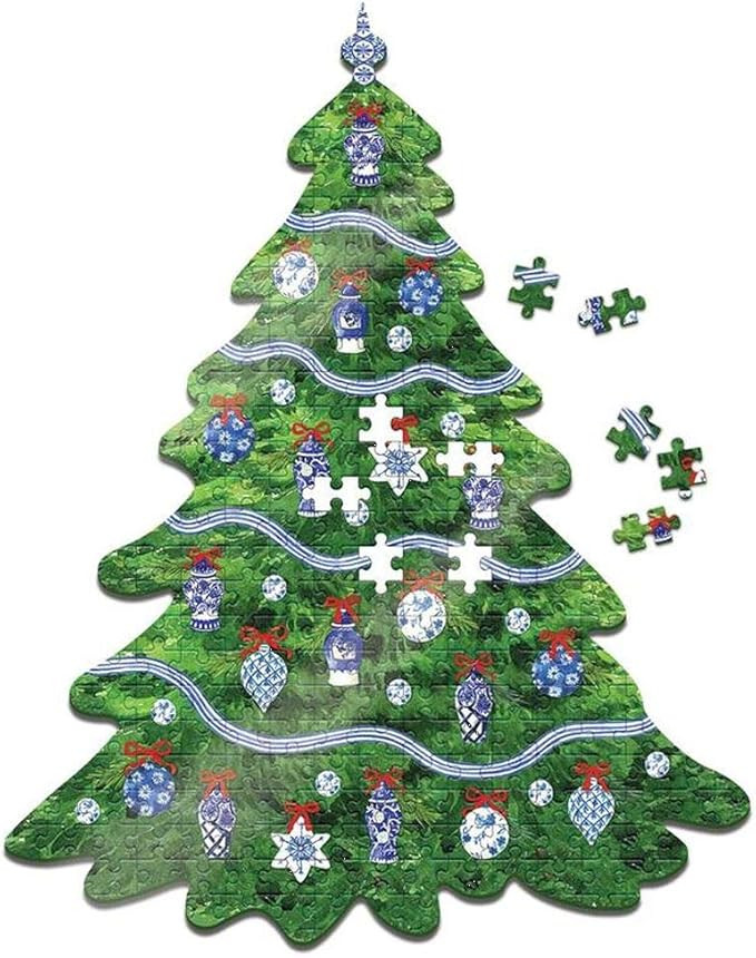 Two's Company Blue and White Holidays 500 Pieces Christmas Tree Jigsaw Puzzle | Amazon (US)