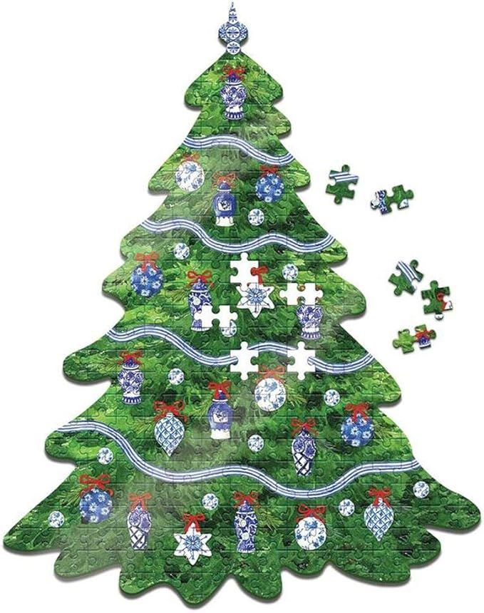 Two's Company Blue and White Holidays 500 Pieces Christmas Tree Jigsaw Puzzle | Amazon (US)