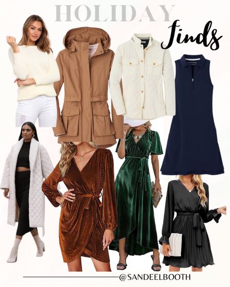 Holiday dresses 
Party dresses 
Coats and jackets 
Sports wear

#LTKHoliday #LTKstyletip #LTKFind