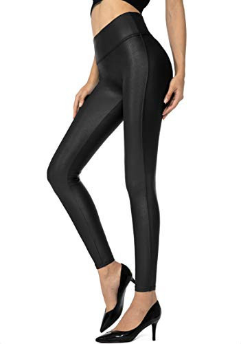 SANTINY Women's 25.5''/27'' Faux Leather Leggings Pants Stretch High Waisted Tights for Women(Black_S) | Amazon (US)
