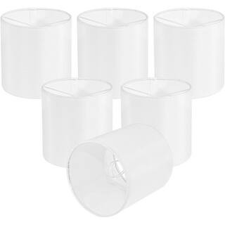 5.31 In. White Fabric Linen Chandelier Lamp Shades, Cylindrical Shape 3.82 in. Fitters 6PCS | The Home Depot