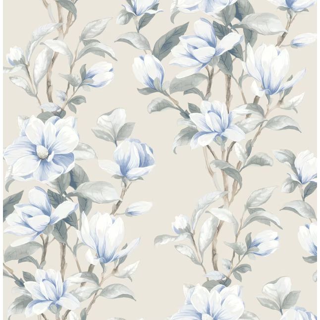 NextWall 30.75-sq ft Linen and French Blue Vinyl Floral Self-adhesive Peel and Stick Wallpaper | Lowe's