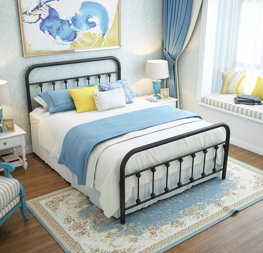 NACHTIMOOR Full Platform Metal Bed Frame with Headboard and Footboard,Vintage Victorian Style Mat... | Amazon (US)