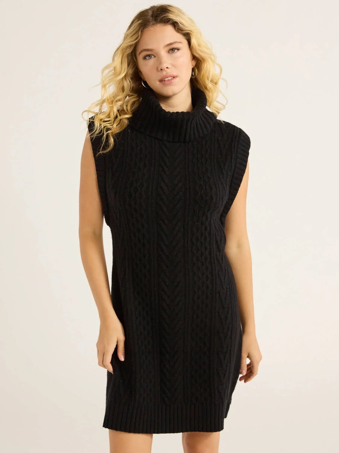 Free Assembly Woman's Sleeveless Cable Knit Mini Sweater Dress, Sizes XS-XXXL | Walmart (US)