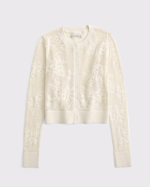 Women's Open-Stitch Floral Cardigan | Women's Tops | Abercrombie.com | Abercrombie & Fitch (US)