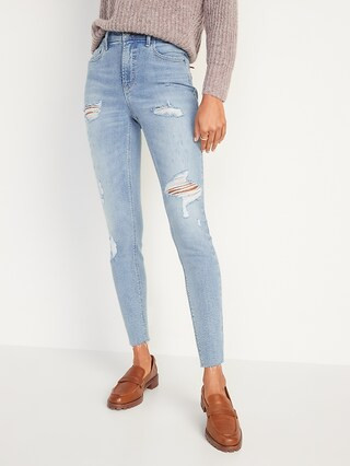 High-Waisted Rockstar Super Skinny Ripped Cut-Off Jeans for Women | Old Navy (US)