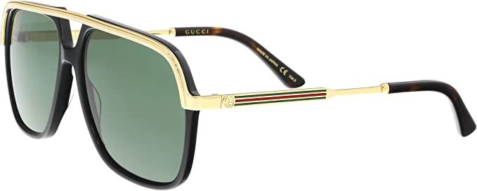 Gucci GG0200S 001 Black/Gold GG0200S Square Pilot Sunglasses Lens Category 3, 57-14-145 | Amazon (UK)