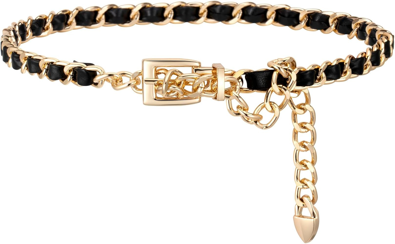 Chain Belts Leather Waist Belt for Women Layered Metal Chain Belt | Amazon (US)