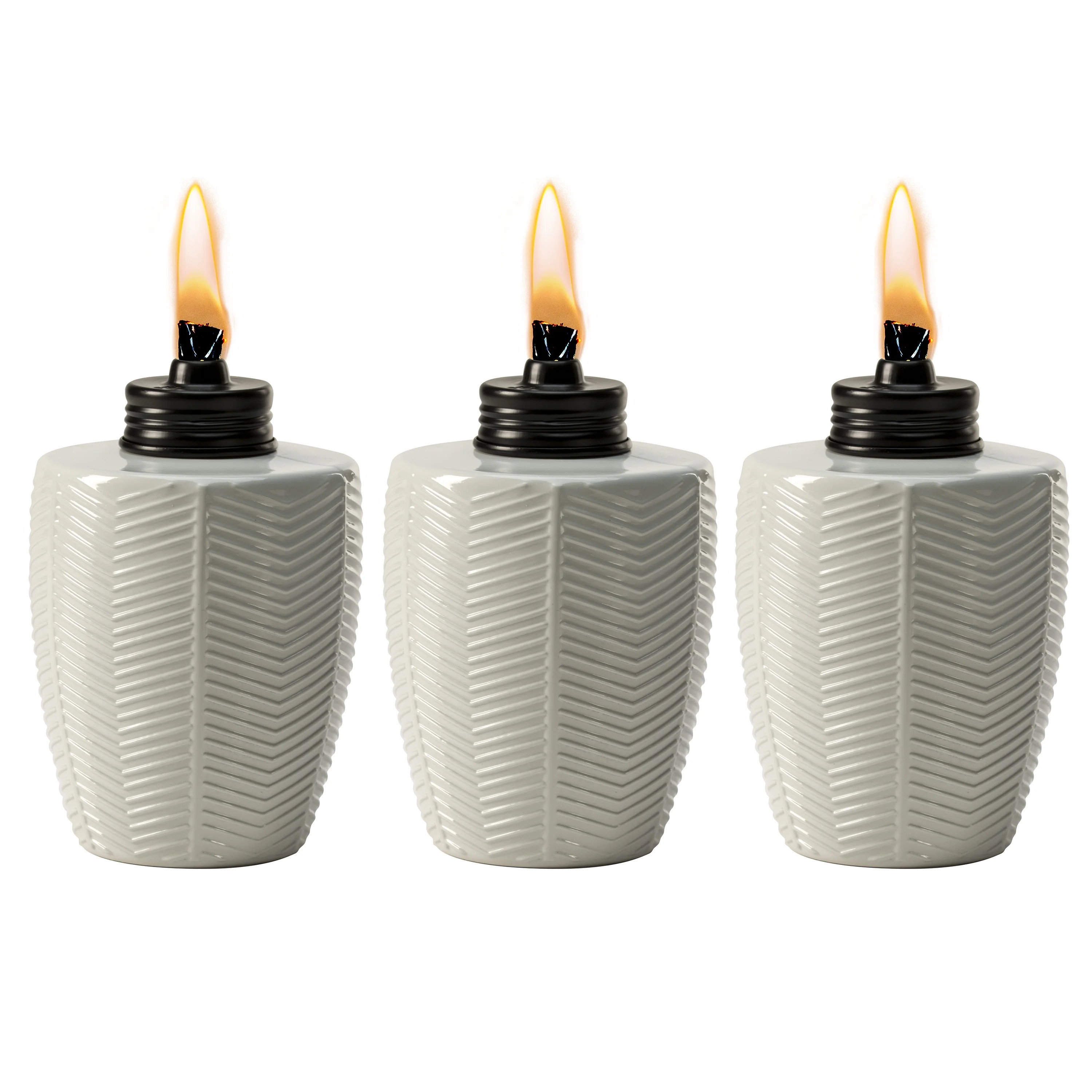 TIKI 3-Pack Glass Tabletop Torches, Ivory, Herringbone Design, Citronella Torches for Patio and G... | Walmart (US)