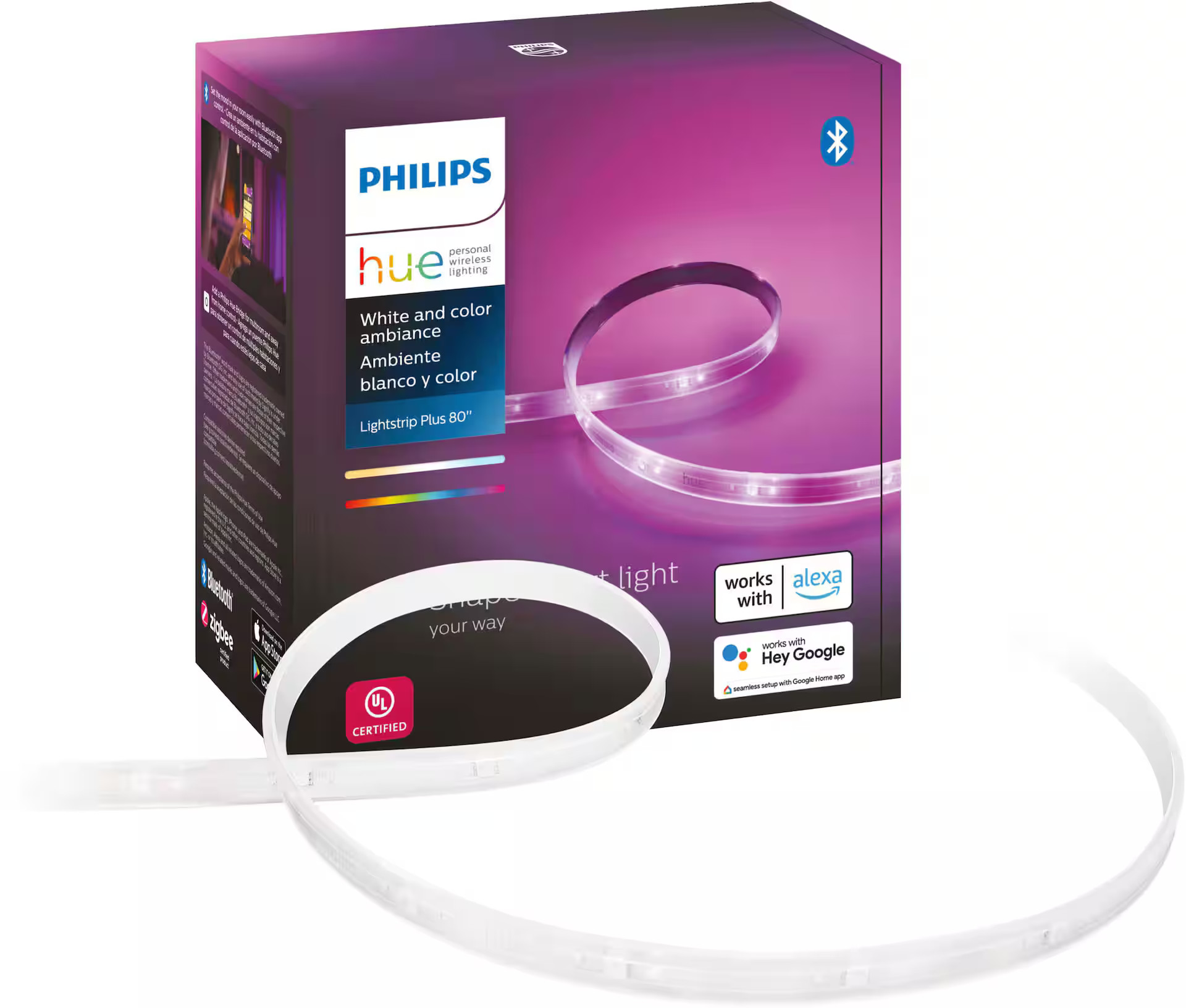 Philips Hue Bluetooth Lightstrip Plus 80-inch Base Kit White and Color Ambiance 555334 - Best Buy | Best Buy U.S.