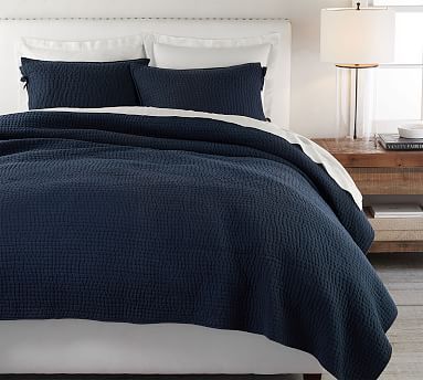 Pick-Stitch Handcrafted Cotton/Linen Quilt & Shams | Pottery Barn (US)