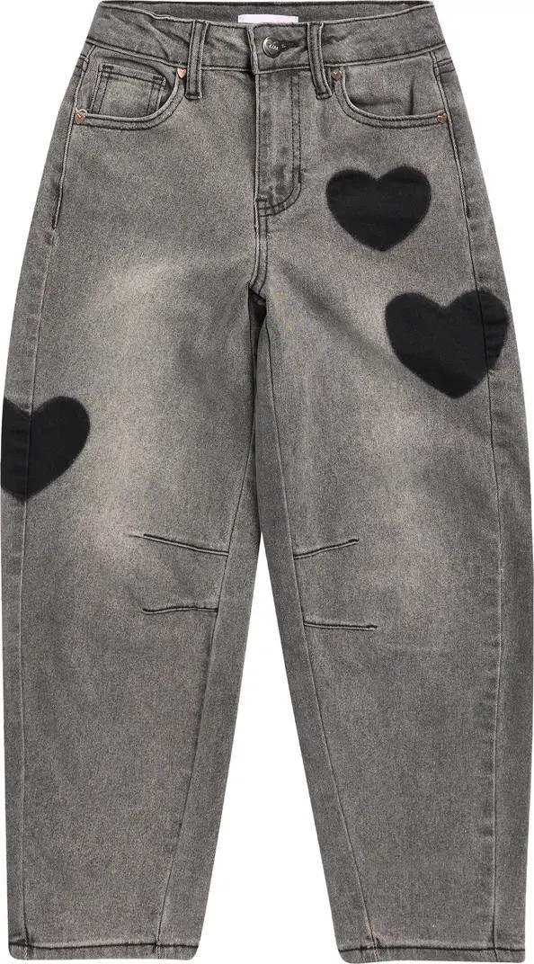 YMI Kids' Heart Patch Barrel Leg Jeans | Nordstromrack | Nordstrom Rack