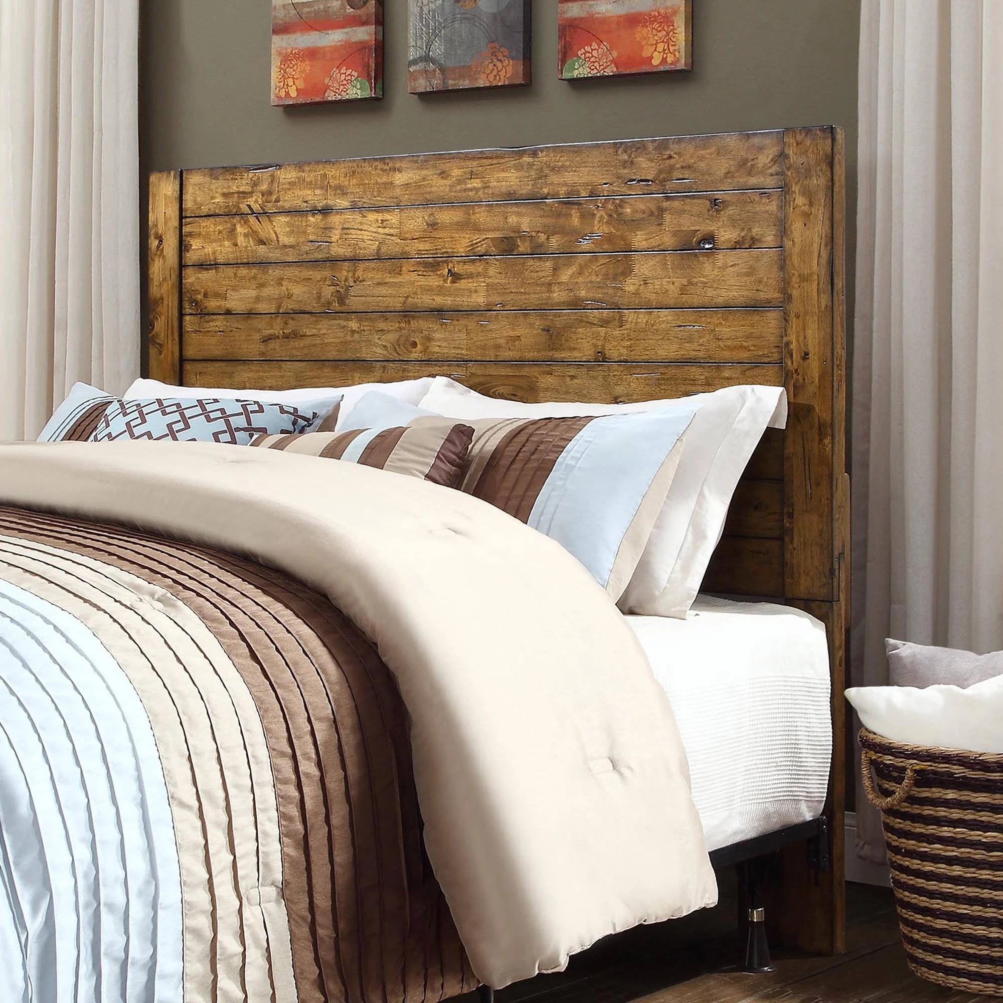 Better Homes and Gardens Bryant Full/Queen Solid Wood Headboard, Rustic Brown Finish | Walmart (US)