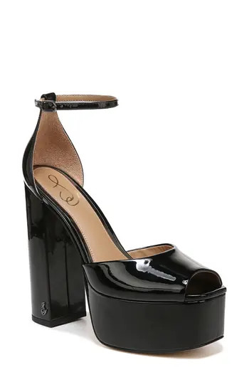 Sam Edelman Kori Ankle Strap Peep Toe Platform Sandal in Black at Nordstrom Rack, Size 10 | Nordstrom Rack