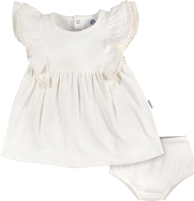 Gerber Baby Girls' Cotton Dress and Diaper Cover Set | Amazon (US)