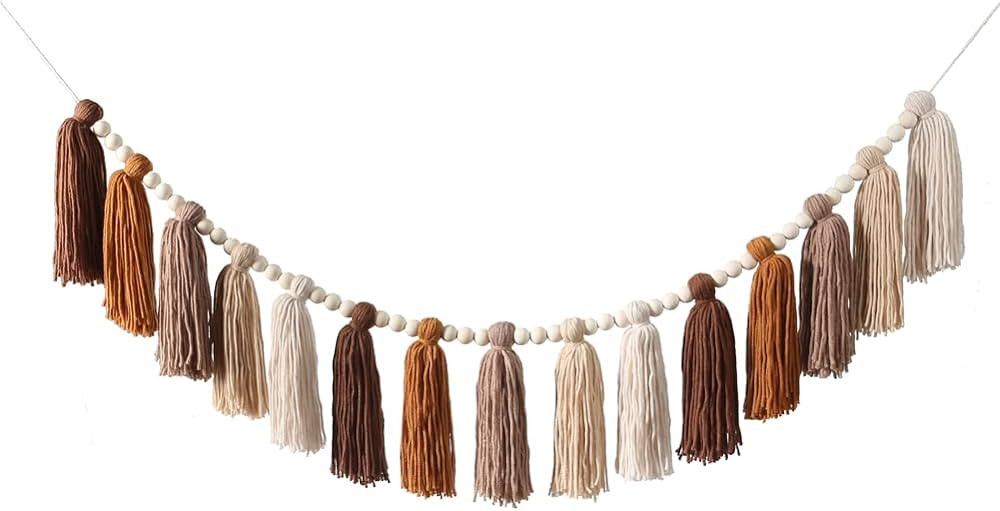 DrCor Boho Tassel Garland Terracotta Rainbow Tassel Wall Hanging Decor for Spring Party Classroom... | Amazon (US)