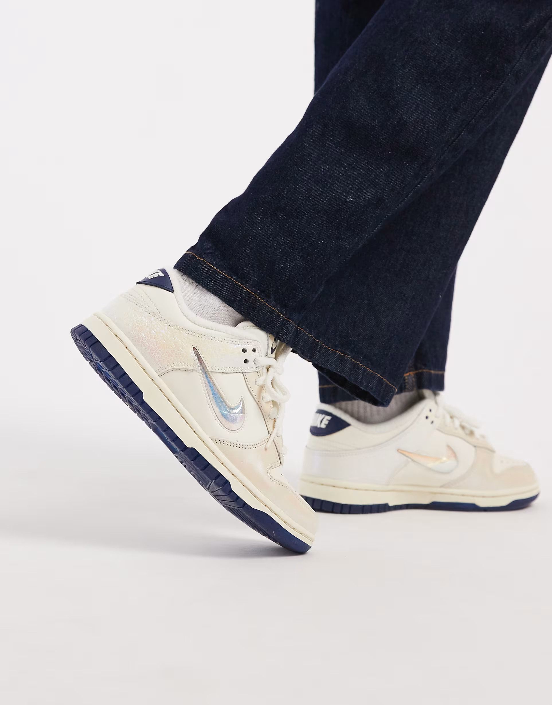 Nike Dunk Low trainers in off white and iridescent | ASOS (Global)