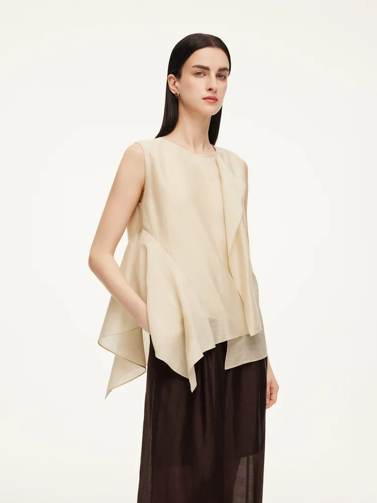 Lyocell-Mischung Damen Tanktop mit Rüschen-Details | GOELIA