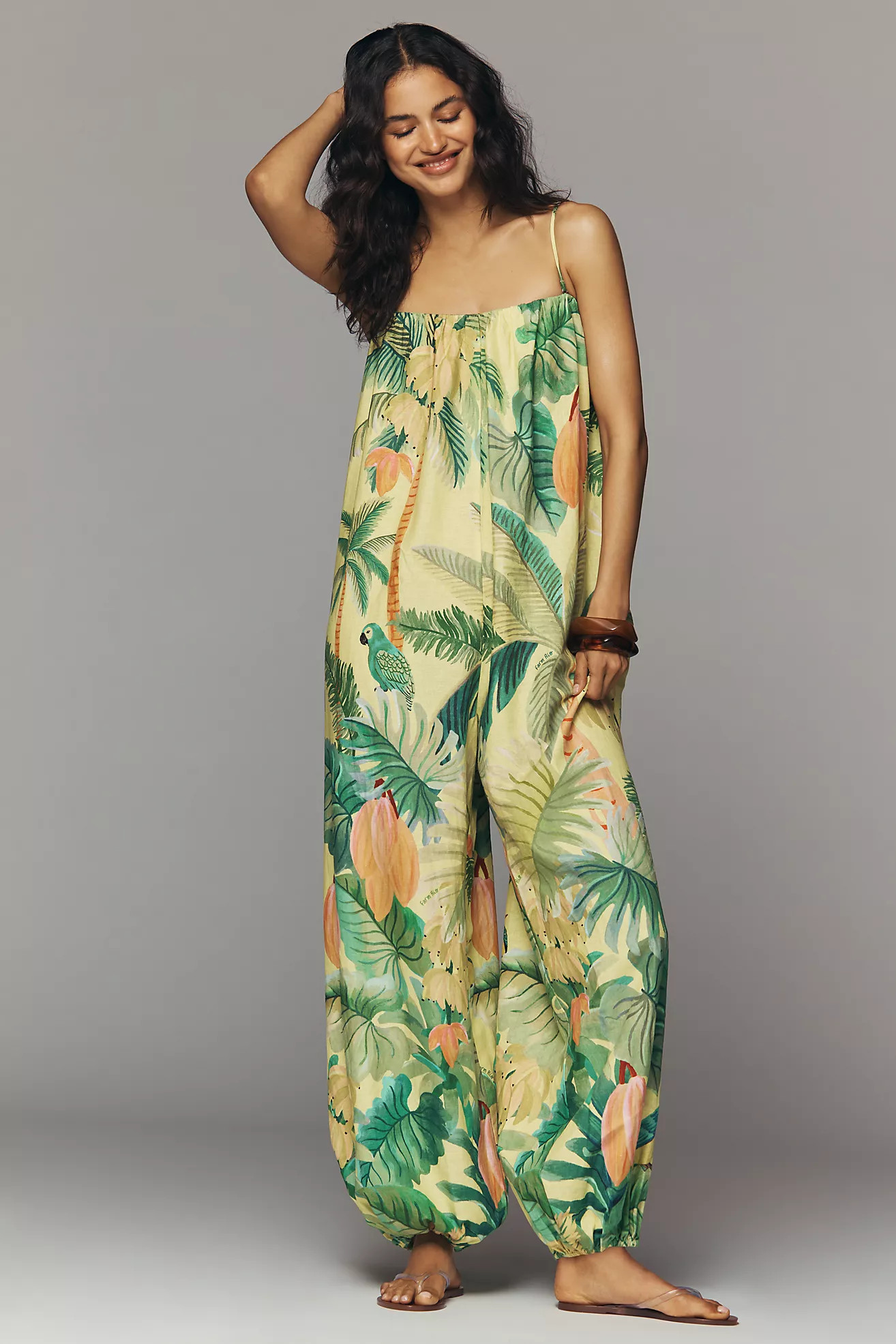 Farm Rio Linen Balloon Jumpsuit | Anthropologie (US)