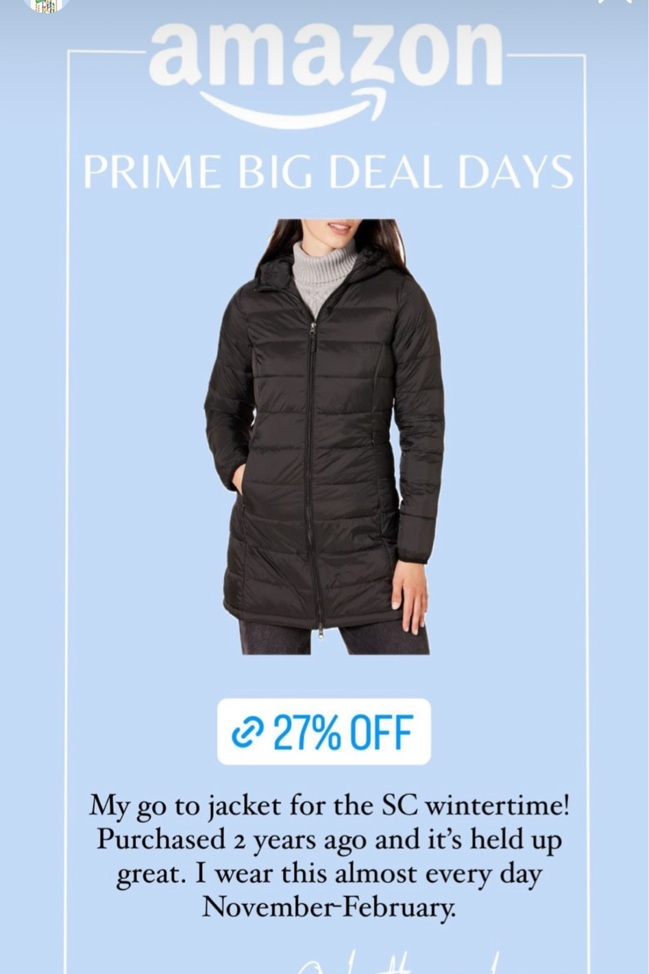 Woman’s lightweight puffer jacket