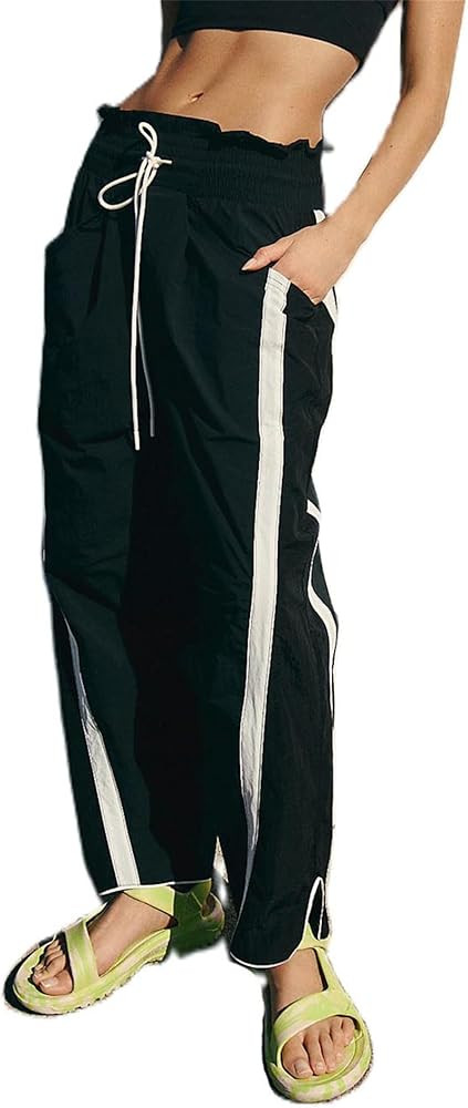 Raruxxin Y2k Track Pants for Women Side Stripe Elastic Drawstring Waist Wide Leg Barrel Pants Goi... | Amazon (US)