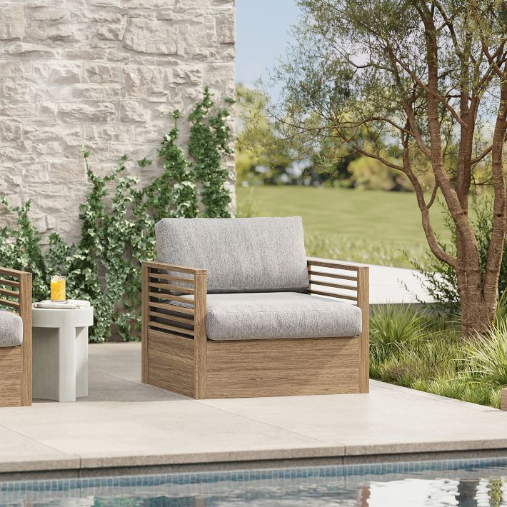 Santa Fe Slatted Outdoor Swivel Chair | West Elm (US)
