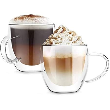 [6-Pack,12 Oz] DESIGN•MASTER - Premium Double Wall Insulated Glass, Coffee or Tea Glass Mugs, Thermo | Amazon (US)