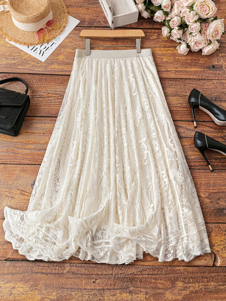 SHEIN Frenchy Plus Size Solid Color Elegant Summer Skirt | SHEIN