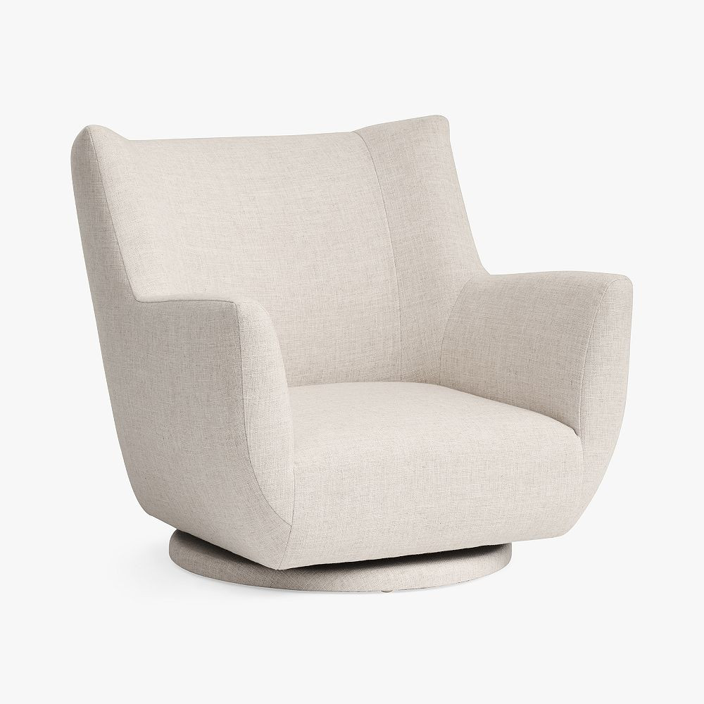 Eco Performance Textured Weave Oatmeal Lennon Low Swivel Chair | Pottery Barn Teen