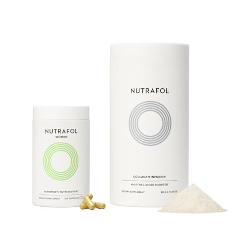 Nutrafol Women's Hair Growth Supplement and Collagen Peptides Powder, Ages 18-44, Physician-formulated for Visibly Thicker, Stronger Hair, Dermatologist Recommended - 1 Month Supply, 12 oz Bottle | Amazon (US)