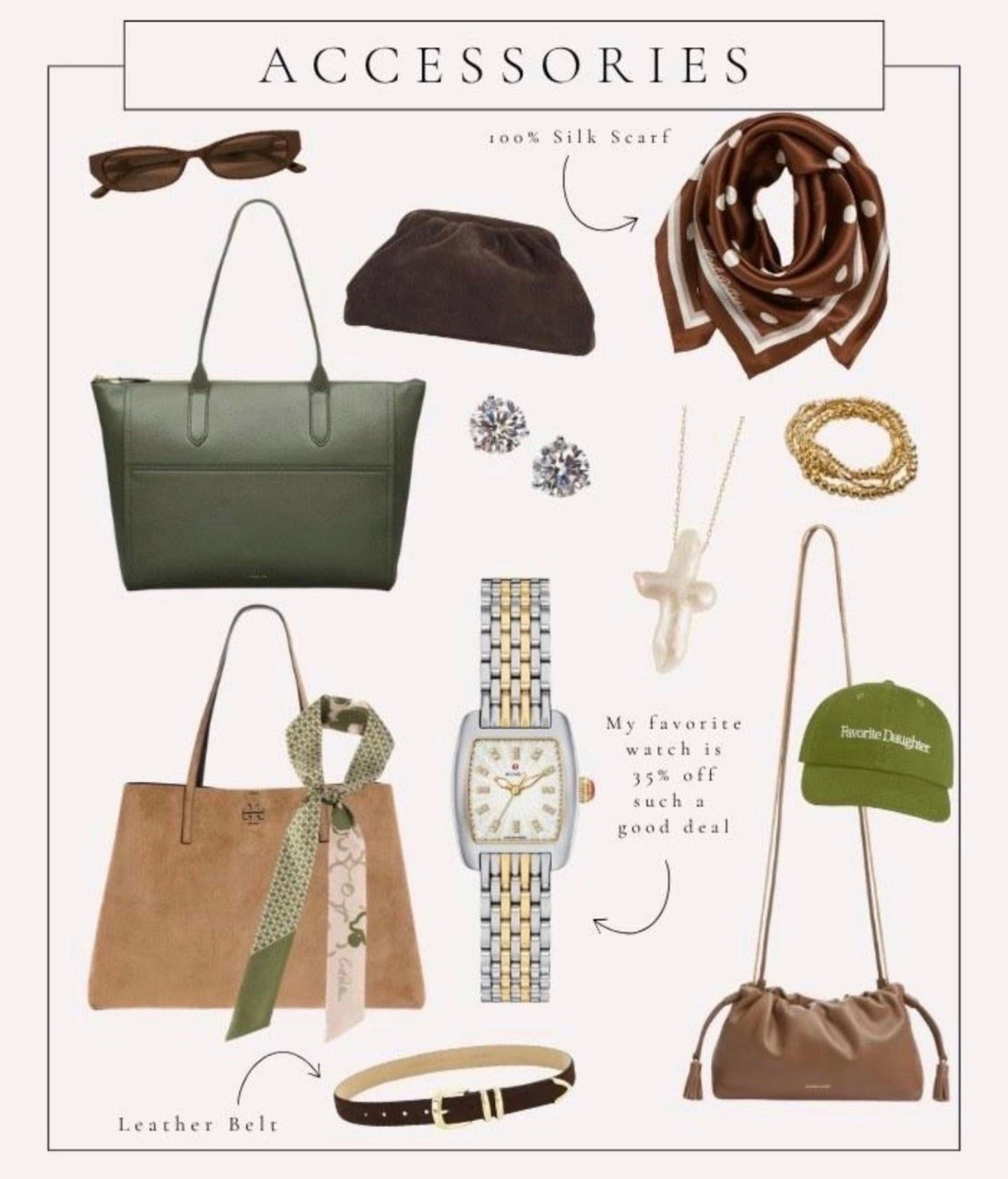 ALLL the fall accessories! I've been obsessed with adding a pop of brown or green to any fall outfit it always makes it feel so styled!

#LTKootd #LTKSeasonal