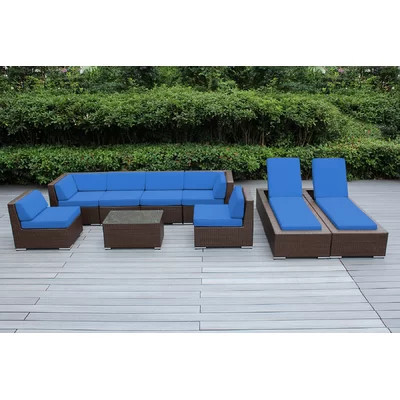 Barna 9 Piece Rattan Sectional Seating Group with Cushions - No Assembly | Wayfair North America