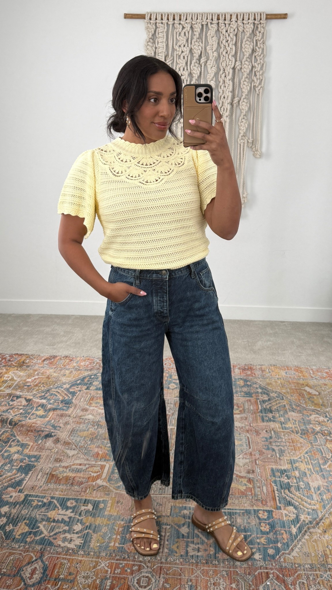 What I wore for Easter dinner! Size L in top, 29 in jeans (run big) 

#LTKmomlife #LTKMidsize #LTKootd