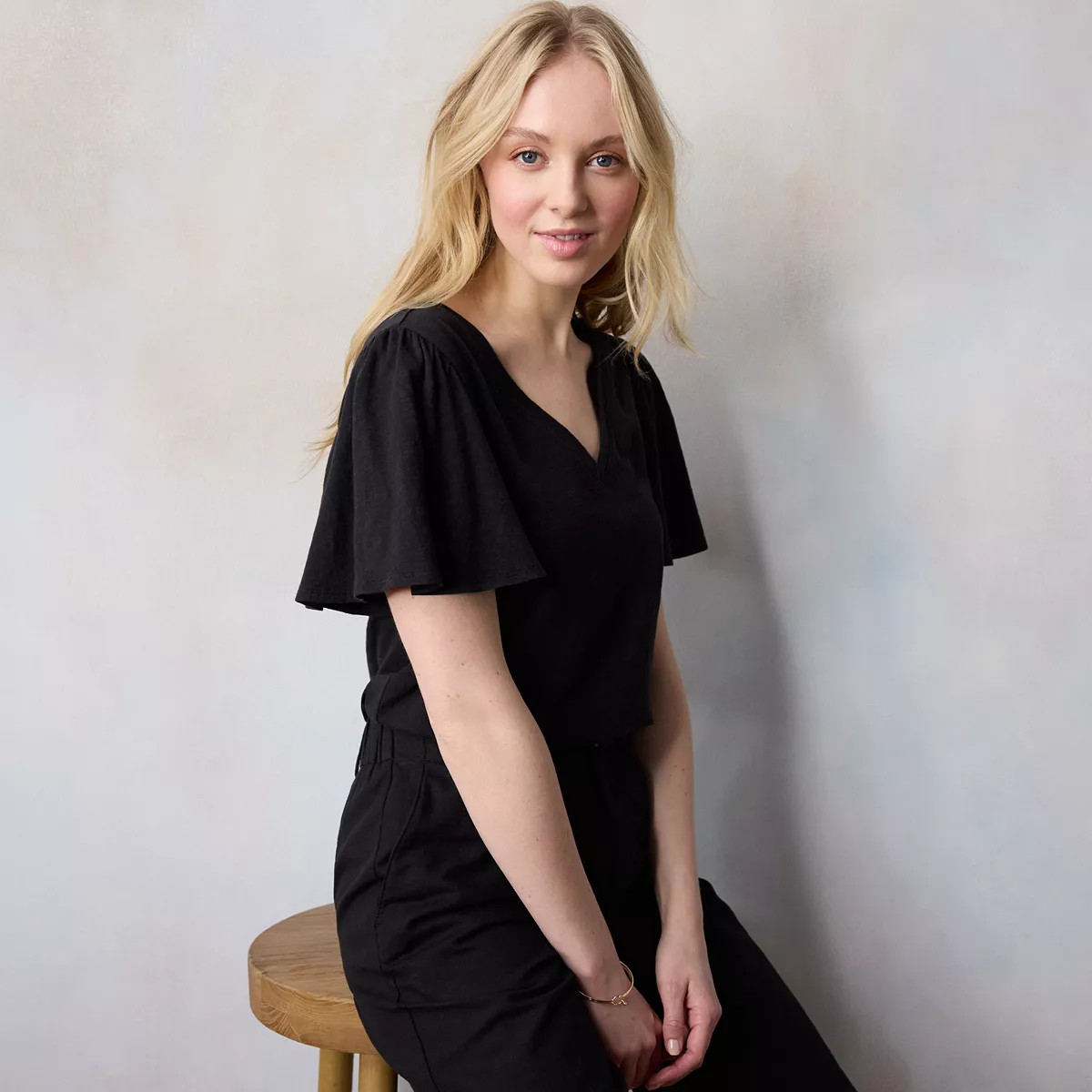 Women's LC Lauren Conrad V-Neck Flutter Sleeve Tee | Kohl's