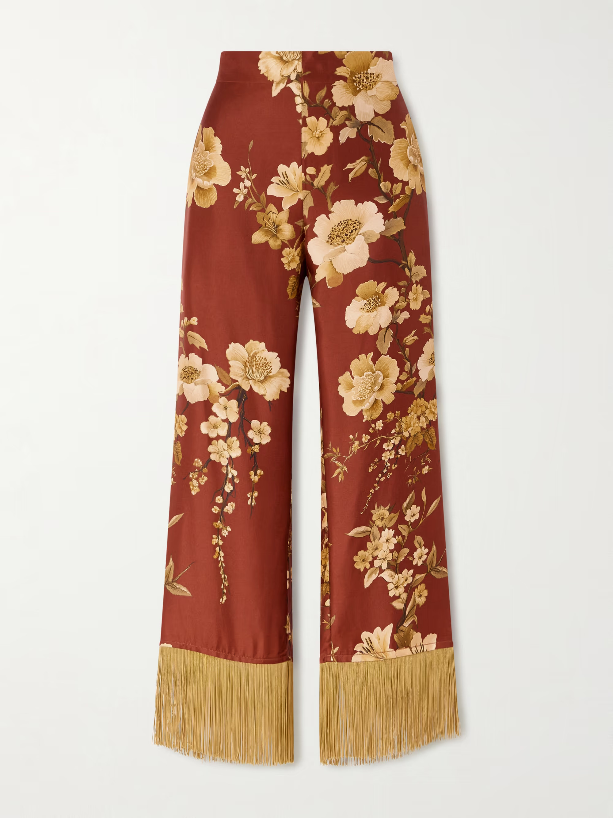 Haven fringed floral-print silk-twill pants | NET-A-PORTER (US)