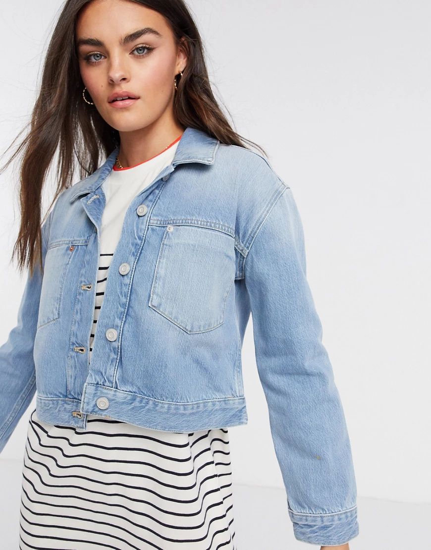 French Connection Palmira Denim Cropped Jacket-Blues | ASOS (Global)