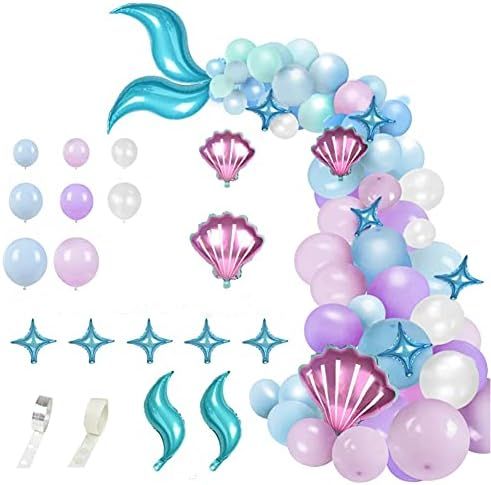 DUILE Mermaid Balloon Garland Kit Mermaid Tail Balloons Arch for Girl Mermaid Birthday Party Deco... | Amazon (US)