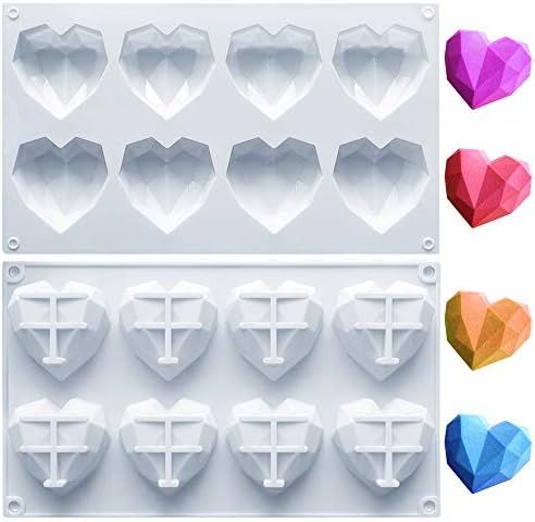 Amurgo 1 Pack Diamond Heart Silicone Mold for Chocolate Bombs, 8 Cavities Non-stick Easy Release ... | Amazon (US)