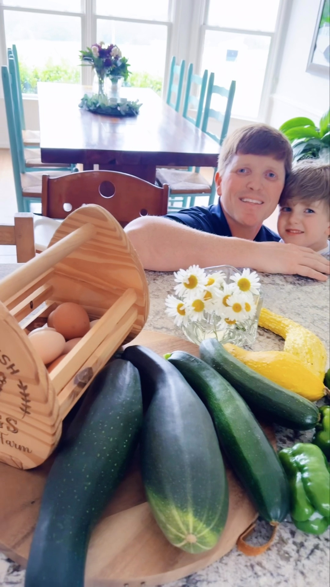 We headed out 🚙 a little while ago 🥳, but first got to collect this big harvest 🧺 from our garden 🪴 to bring down to the beach!! 🏖️ Look at all of this homegrown goodness 🥒💛🫑🥚 y’all!! 🤩