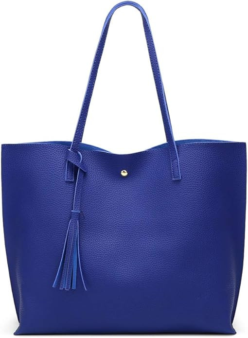 Dreubea Women's Soft Faux Leather Tote Shoulder Bag from, Big Capacity Tassel Handbag | Amazon (US)