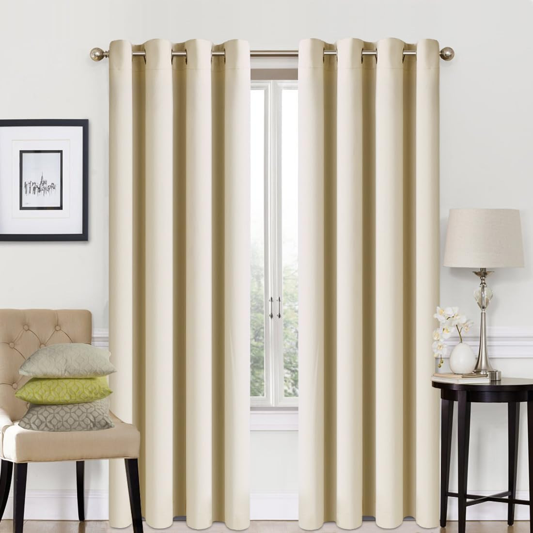 EASELAND Blackout Curtains 2 Panels Set Thermal Insulated Window Treatment Solid Eyelet Darkening... | Amazon (UK)
