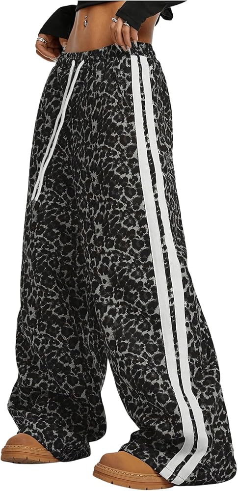 MakeMeChic Women's Leopard Print Drawstring Elastic Waist Pants Oversize Casual Sweatpants | Amazon (US)
