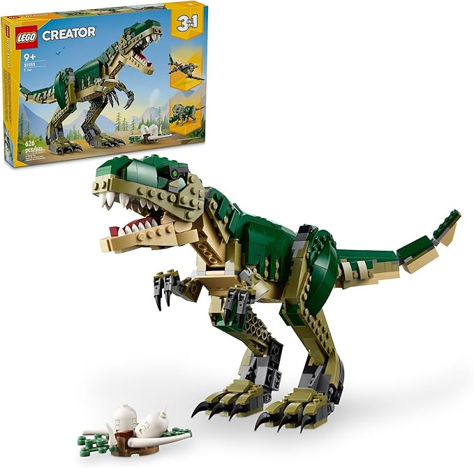 LEGO Creator 3 in 1 T Rex Toy - Dinosaur Toy Building Set for Kids, Boys & Girls, Ages 9+ - 3 Bui... | Amazon (US)