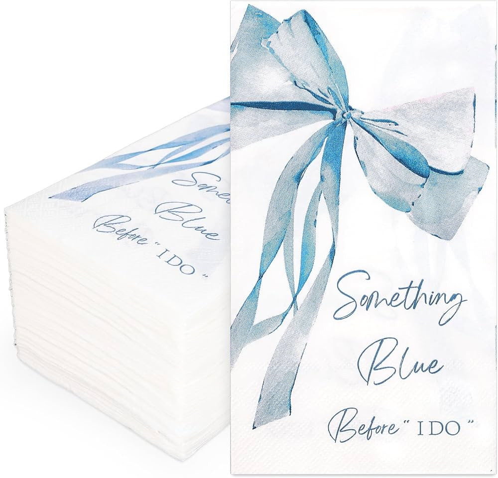 JarThenaAMCS 50 Pcs Blue Bow Guest Napkins Something Blue Before I Do Disposable Napkins Bridal S... | Amazon (US)