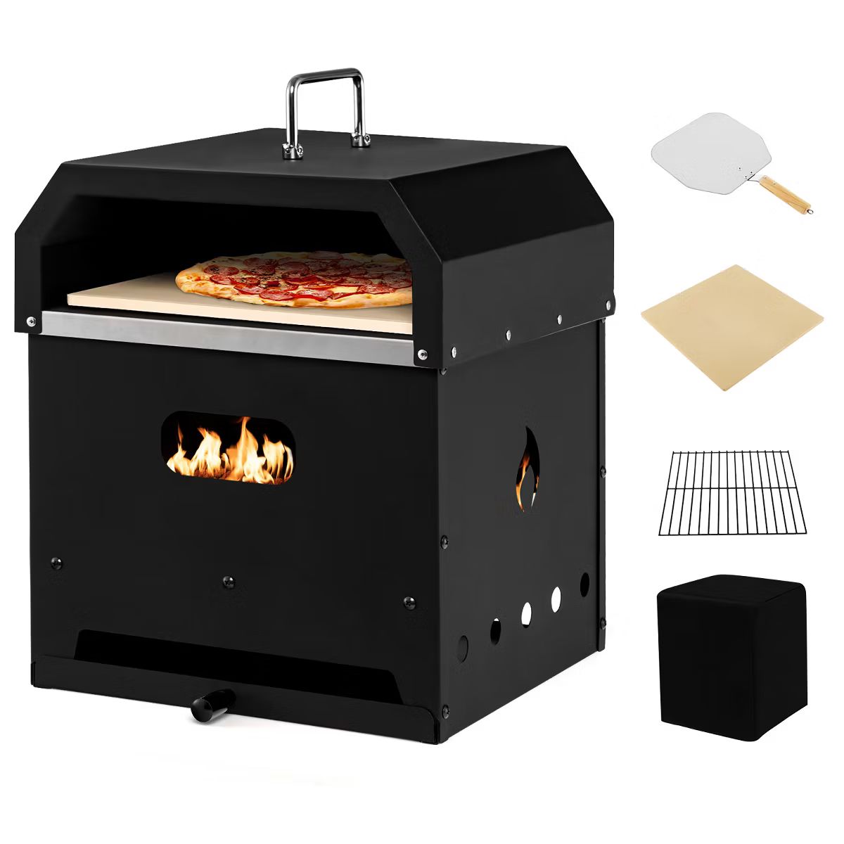 Costway 4-in-1 Multipurpose Outdoor Pizza Oven Wood Fired 2-Layer Detachable Oven | Target