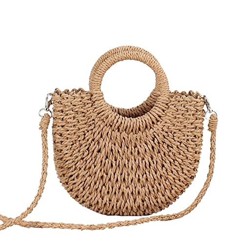 Hixingo Women Straw Bag, Summer Beach Large Hand-Woven Shoulder Bag Bohemian Straw Bag Purse Crossbody Bag Tote Bag Handbag for Gift Holiday Travel Shopping (brown,24x26x8cm) | Amazon (UK)
